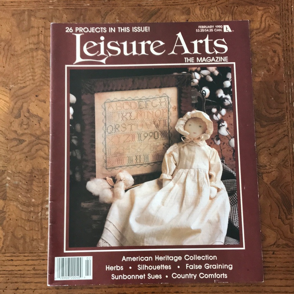 Leisure Arts February 1990 Cross Stitch Magazine Sampler Knit & Crochet